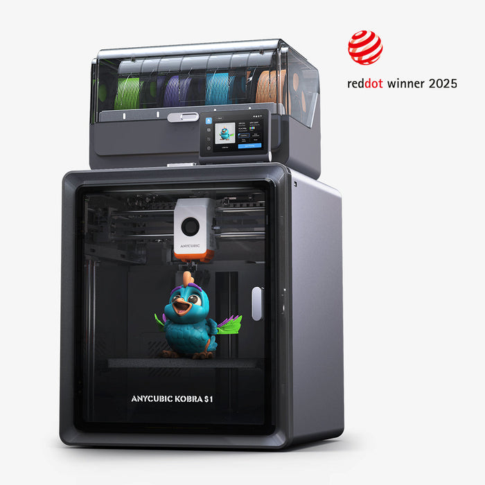 Anycubic Kobra S1 Combo Imprimante 3D – 4 Couleurs Éblouissantes, Séchage Intelligent Pendant l'Impression, Caméra Intégrée, Vitesse 600 mm/s, Buse 320 ℃ Anti-Obstruction