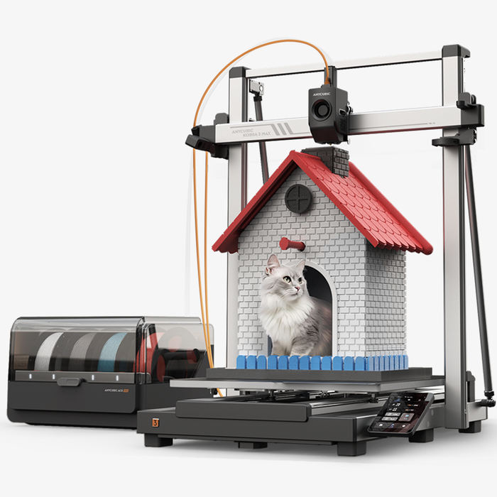 Anycubic Kobra 3 Max Combo Imprimante 3D – Impression Multicolore, Vitesse Élevée 600 mm/s, Grand Volume d'Impression 420×420×500 mm