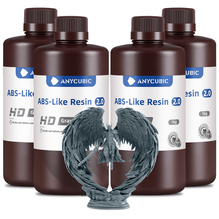 ANYCUBIC Résine ABS-Like 2.0 pour Imprimante 3D LCD MSLA DLP UV 405nm Résine Photopolymère, Résistance et Ténacité Améliorées, ABS-Like 2.0 Résine pour Impression 3D, HD Gris 4000g