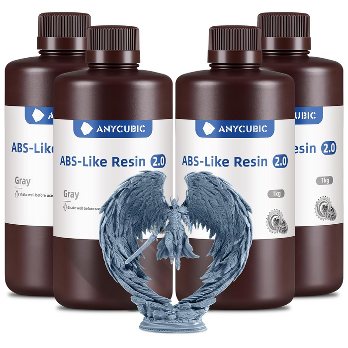 ANYCUBIC Résine ABS-Like 2.0 pour Imprimante 3D LCD MSLA DLP UV 405nm Résine Photopolymère, Résistance et Ténacité Améliorées, ABS-Like 2.0 Résine pour Impression 3D, Gris 4000g