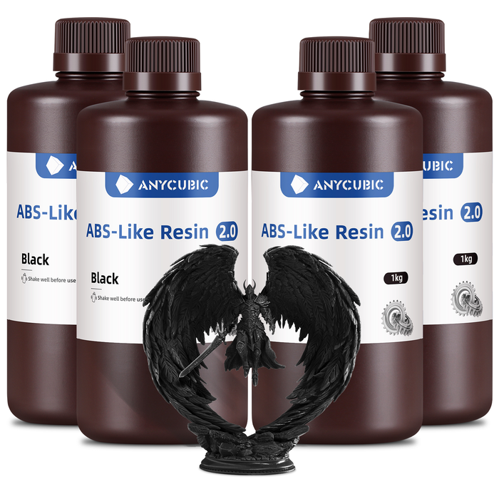 ANYCUBIC Résine ABS-Like 2.0 pour Imprimante 3D LCD MSLA DLP UV 405nm Résine Photopolymère, Résistance et Ténacité Améliorées, ABS-Like 2.0 Résine pour Impression 3D, Noir 4000g