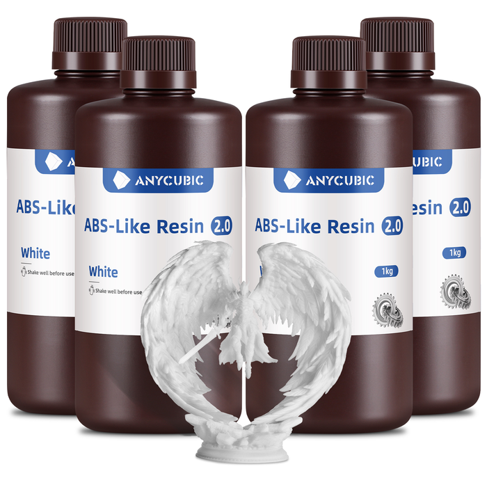 ANYCUBIC Résine ABS-Like 2.0 pour Imprimante 3D LCD MSLA DLP UV 405nm Résine Photopolymère, Résistance et Ténacité Améliorées, ABS-Like 2.0 Résine pour Impression 3D, Blanc 4000g